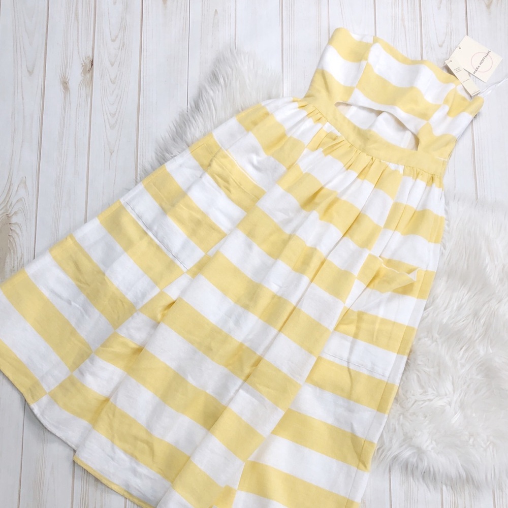 Mara Hoffman Cutout Striped Midi Dress Yellow Sz 4 - Picture 3 of 6